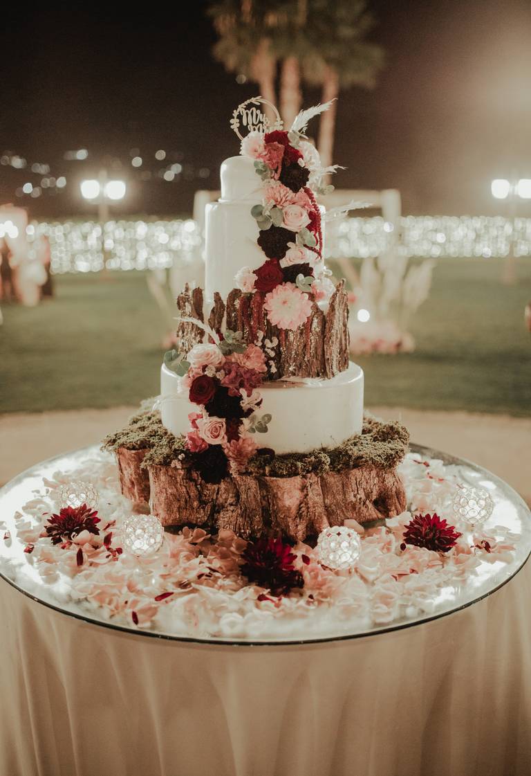 torta matrimonio base legno